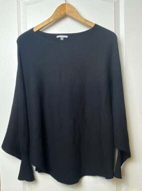 Vila Milano Black Ribbed Dolman Batwing Sleeve Knit Sweater Women's Size Medium